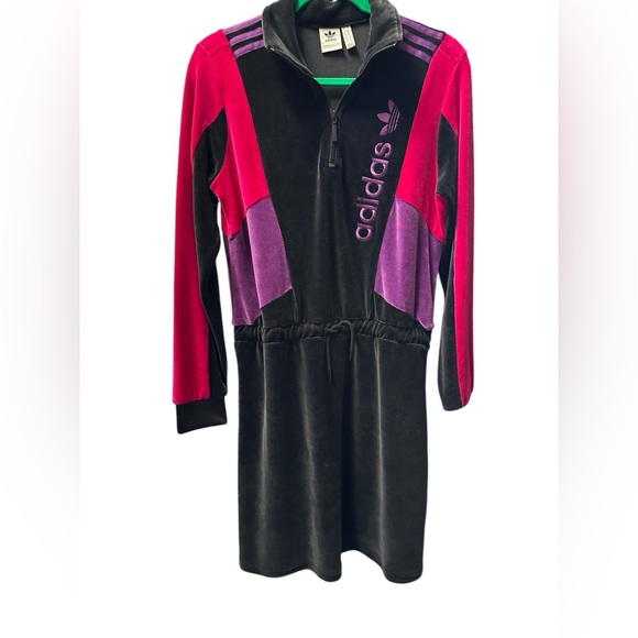 ADIDAS VELOR COLOR BLOCK DRESS - Picture 1 of 4